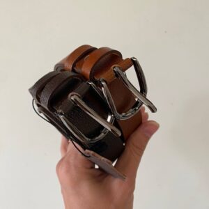 کمربند چرم ساده قهوه ای